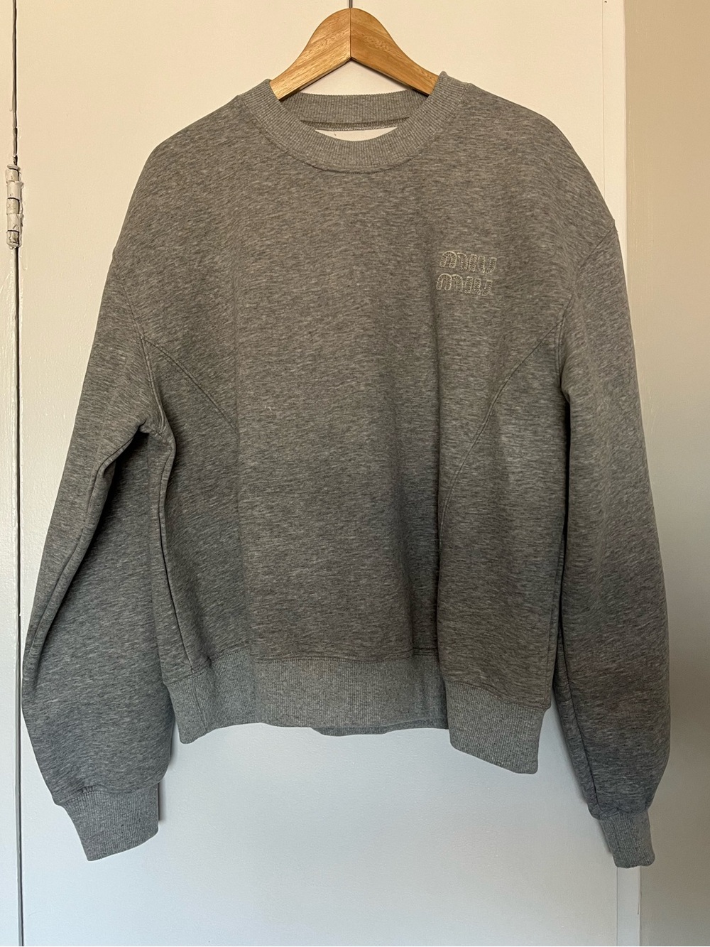 Miu miu grey cotton crewneck sweater size L